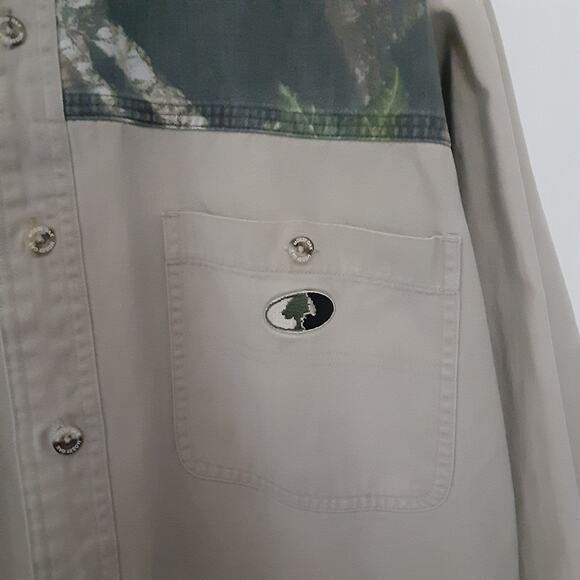 Mossy Oak Long Sleeve Button Up Shirt Men’s Size XL Embroidered Beige Camo - Picture 2 of 9